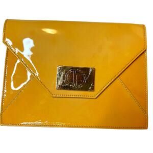 Jack French Butter Yellow Patent Leather Envelope Clutch